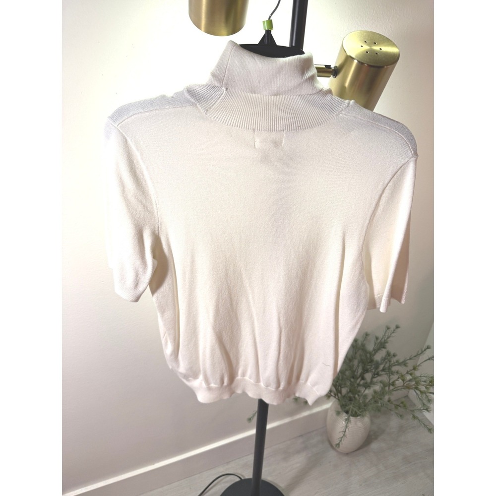 HM short sleeve mock neck sweater classic‎ ivory extra soft basic french guc MED